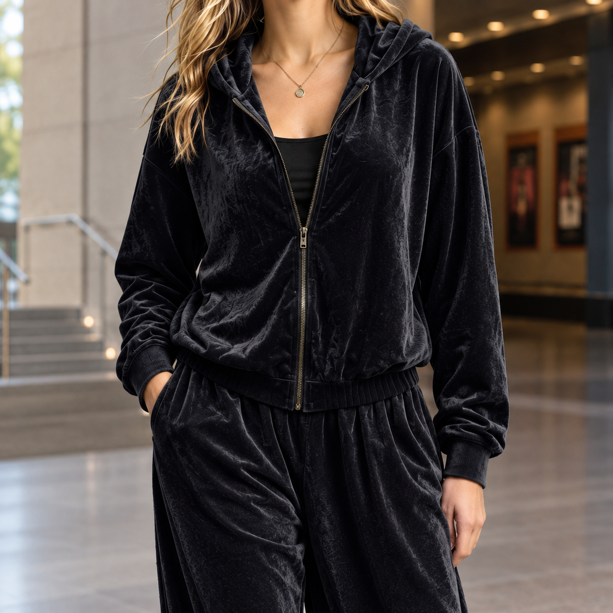 Lysander Relaxed Velvet Set - Lead Product Detail