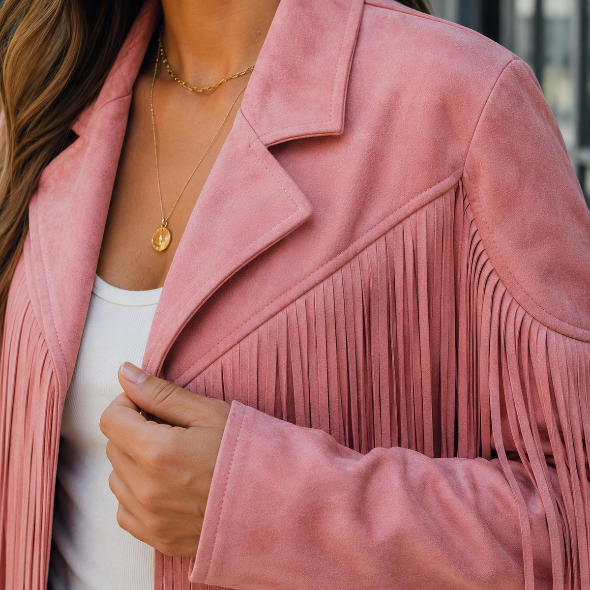 Estella Western Fringe Jacket - Lead Product Detail