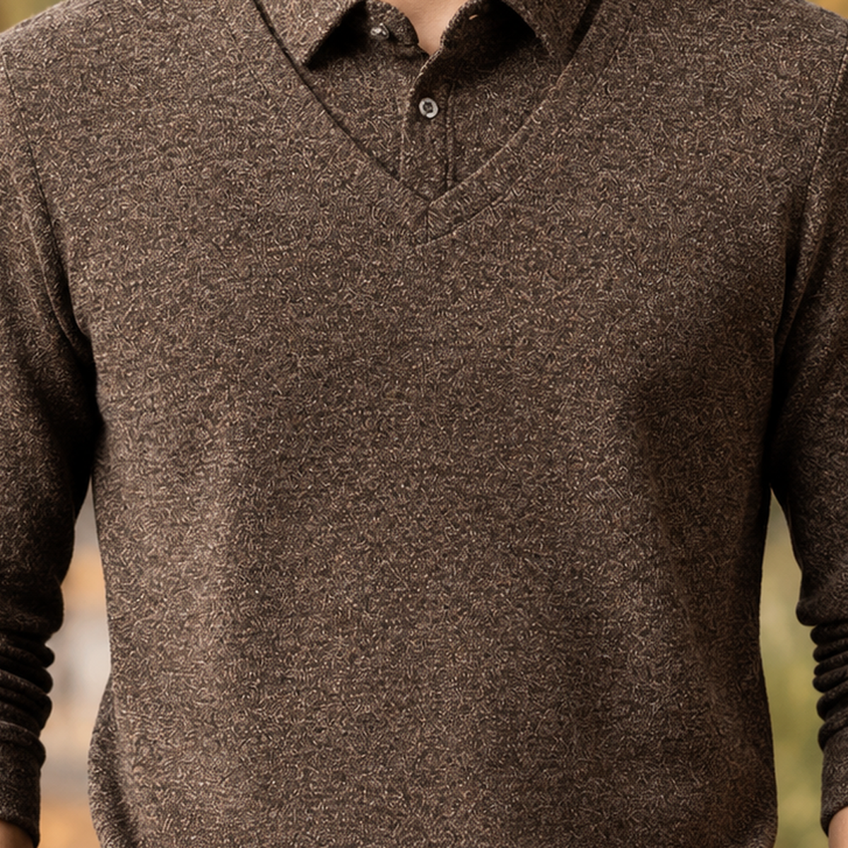Torin V Neck Polo Sweater - Lead Product Detail