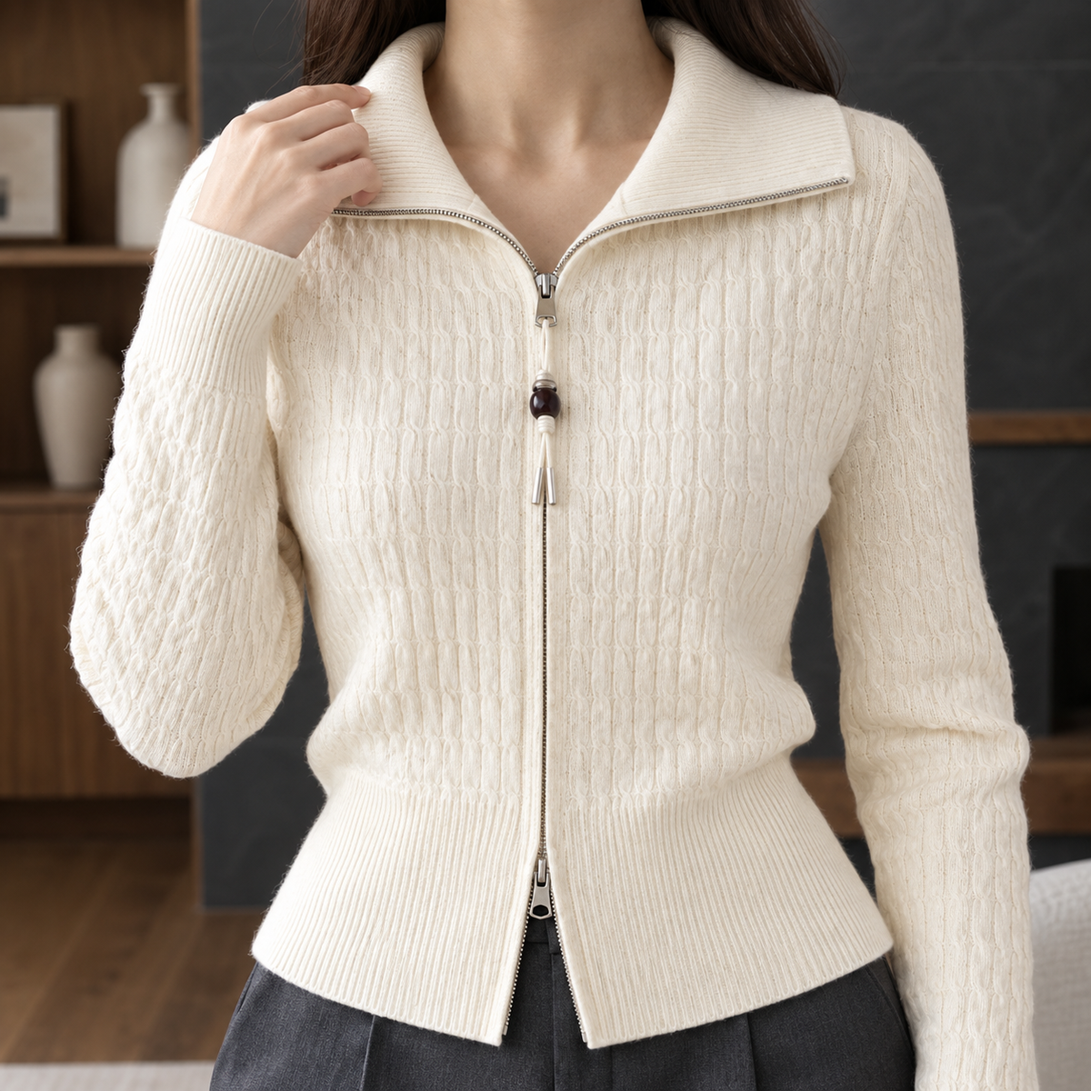 Sadie Cable Knit Cardigan - Lead Product Detail