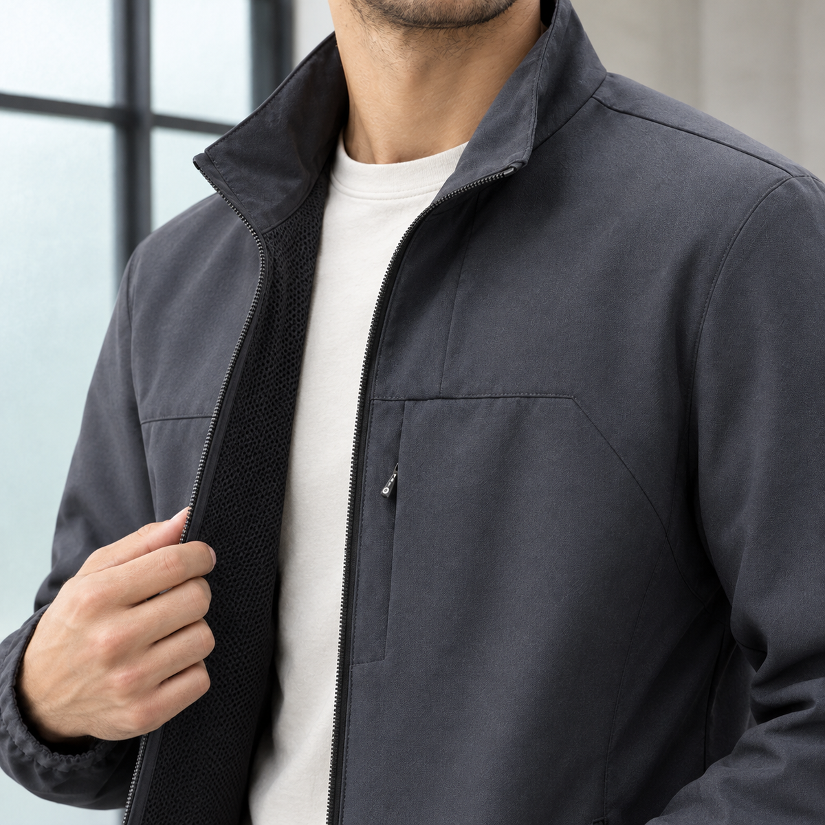 Hubert Stand Collar Jacket - Lead Product Detail