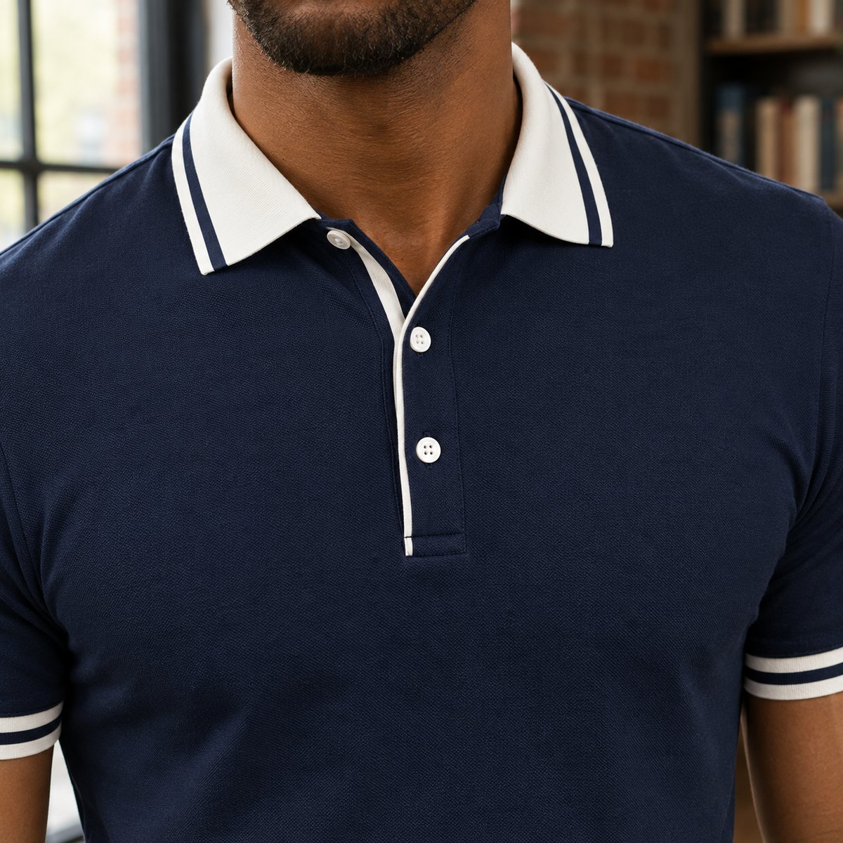 Silas Tipped Polo Shirt - Lead Product Detail