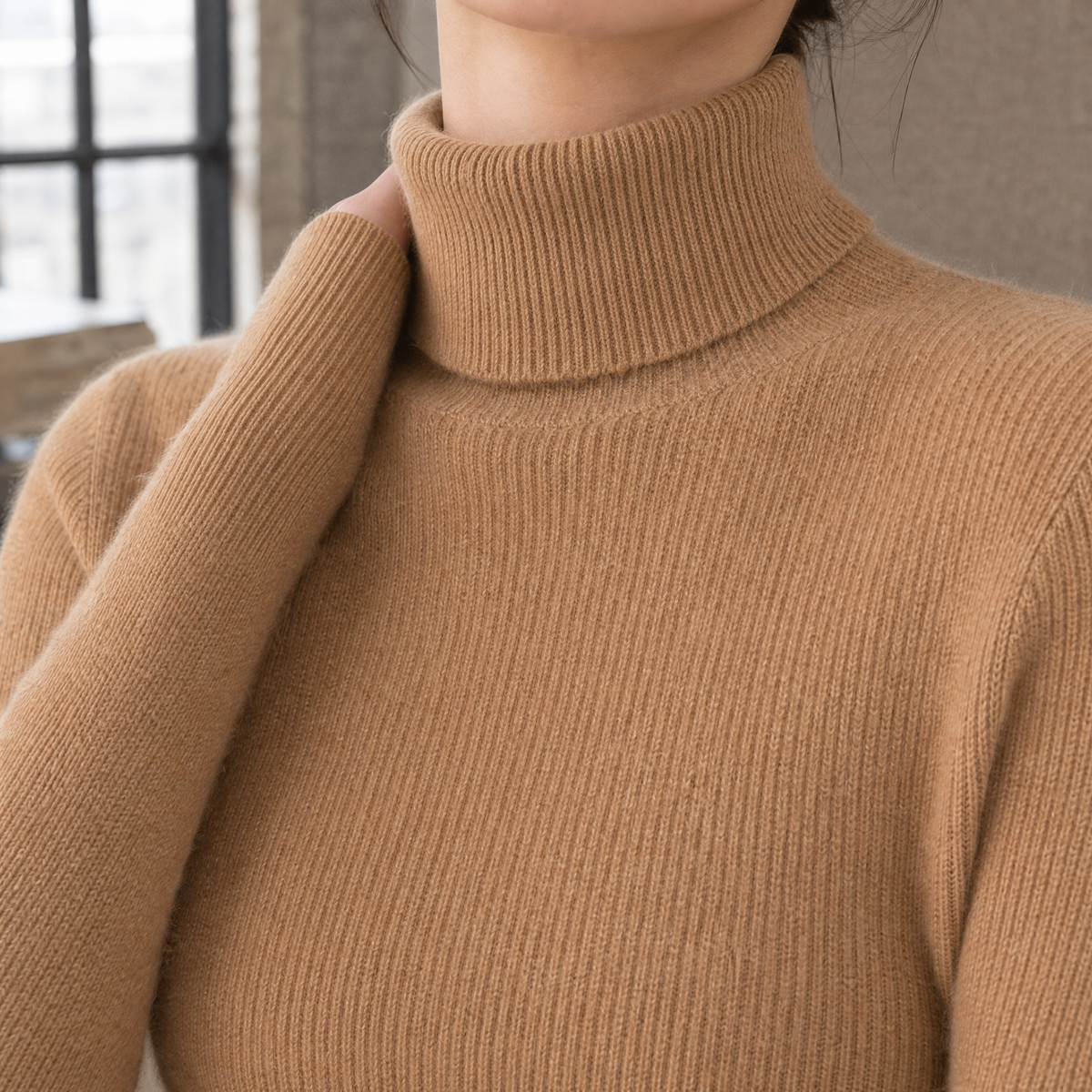 Gloria Fitted Turtleneck Sweater - Lead Product Detail