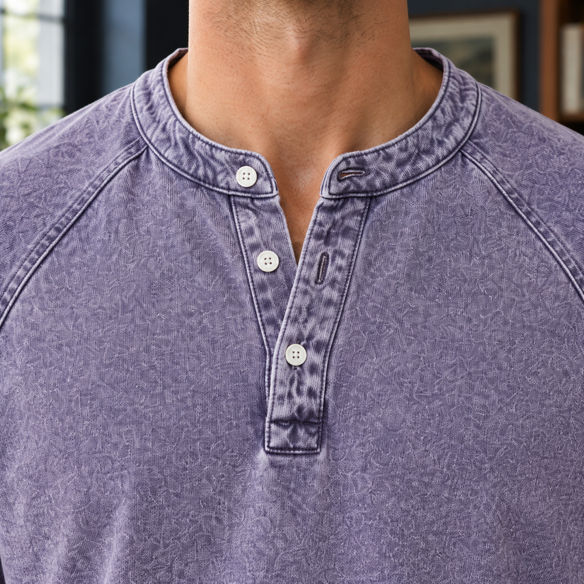 Armand Washed Henley - Lead Product Detail