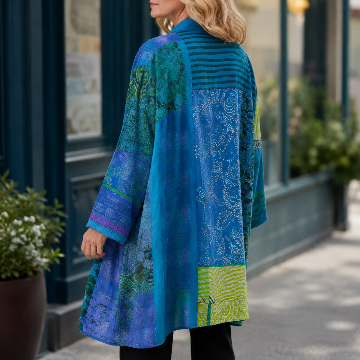 Oriana Patchwork Cardigan - Lead Alternate View