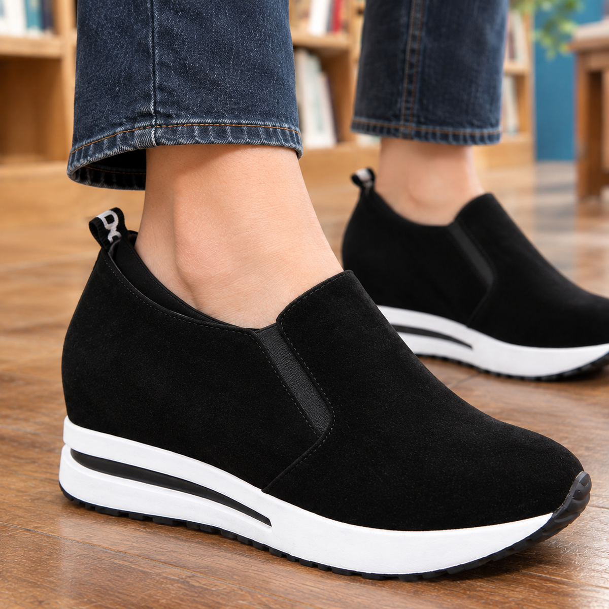 Lecce Suede Wedge Sneakers - Lead Product Detail