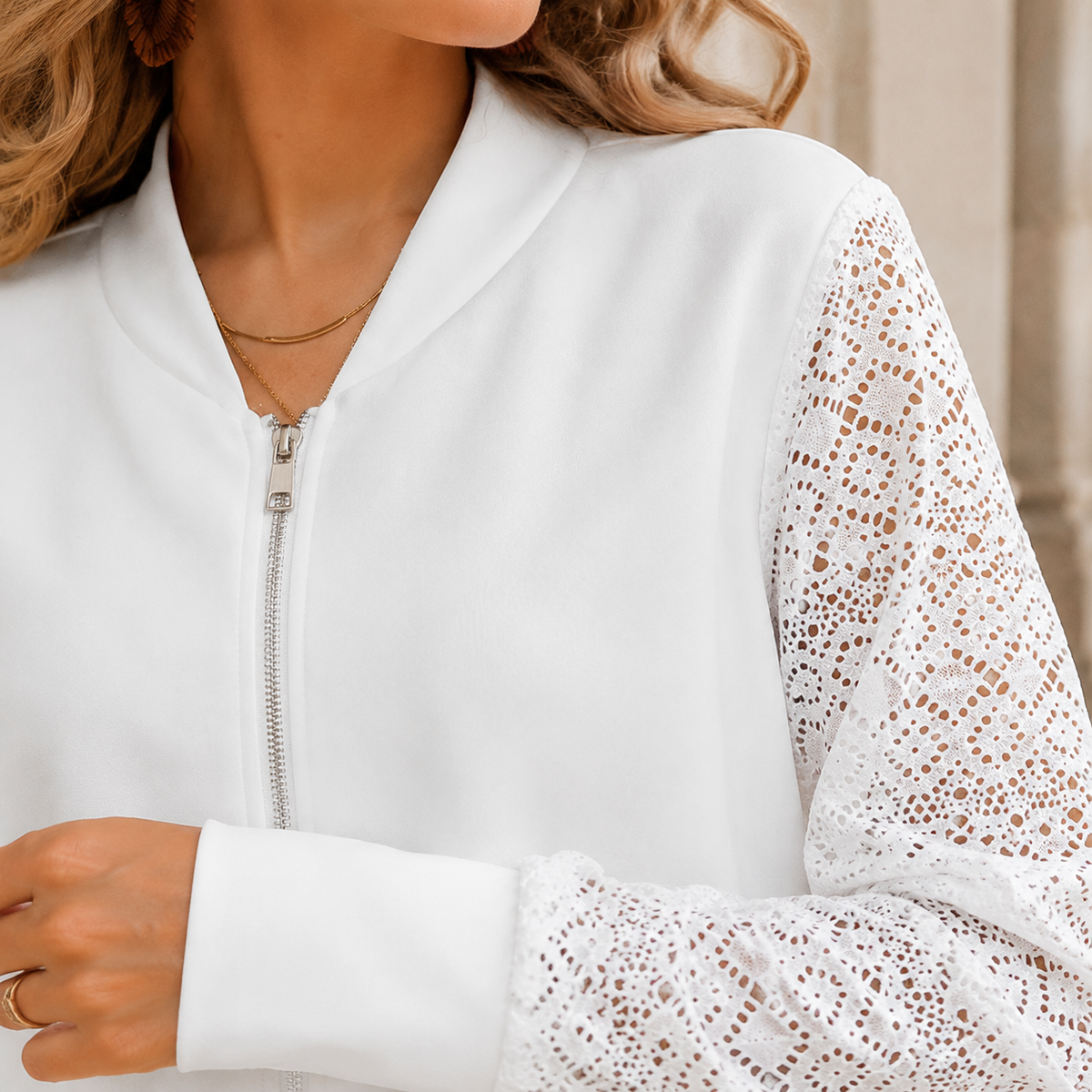 Josephine Crochet Sleeve Jacket - Lead Product Detail