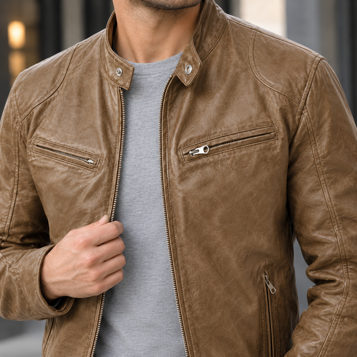 Eldric Biker Jacket - Lead Product Detail