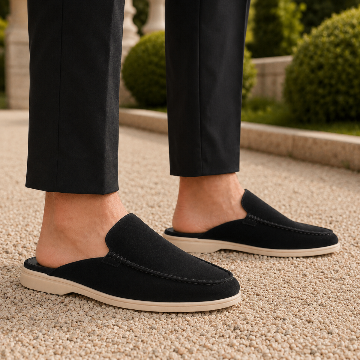 Santoro Suede Mule Loafers - Lead Alternate View