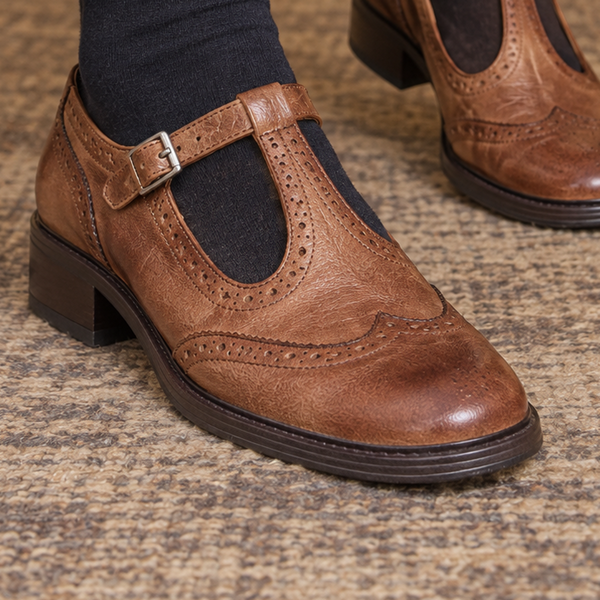 Isernia Brogue Mary Janes - Lead Product Detail