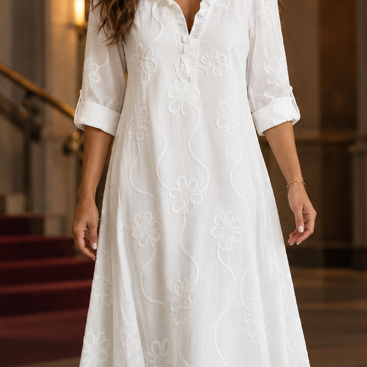Dahlia-Sage Embroidered Maxi Dress - Lead Product Detail