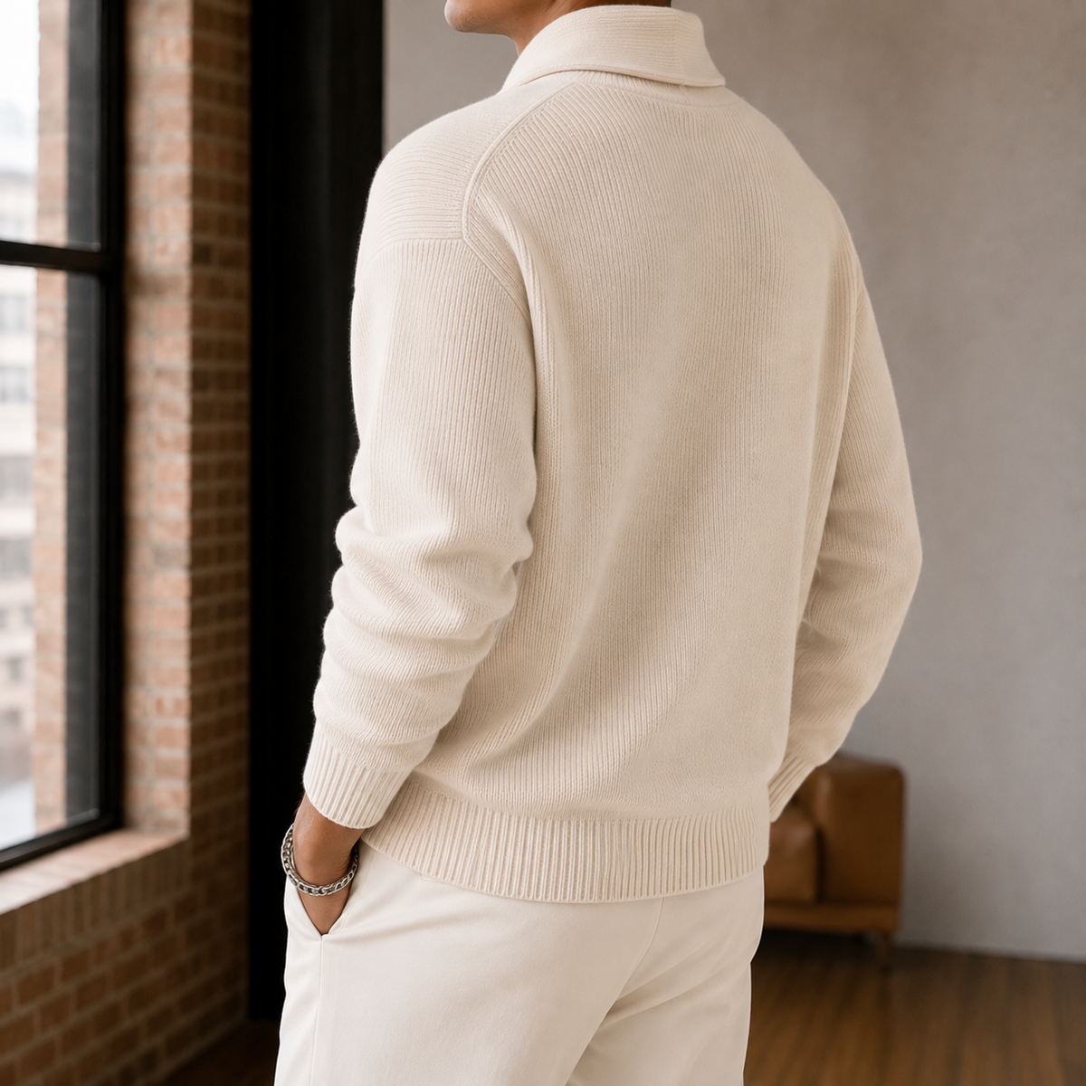 Florian V-Neck Sweater - Lead Alternate View