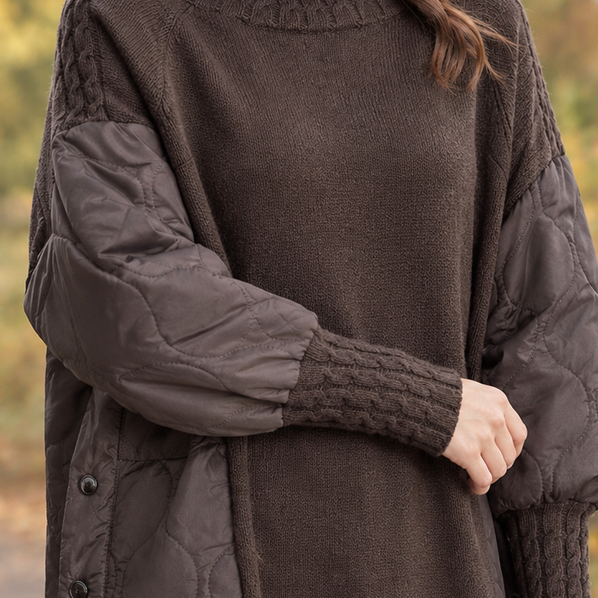 Isla-Eve Patchwork Turtleneck Sweater - Lead Product Detail