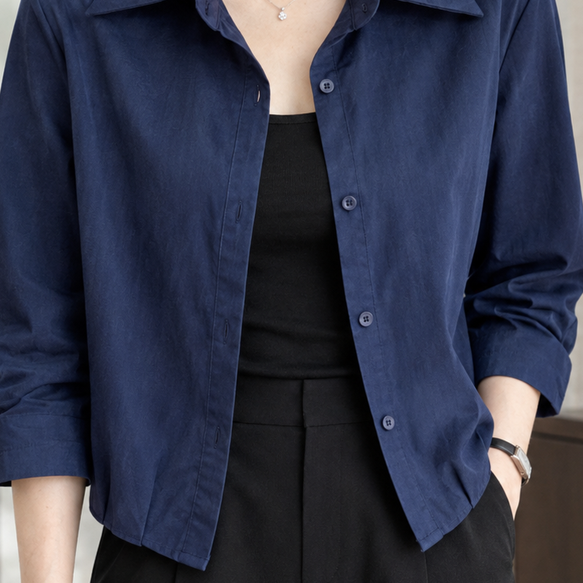 Sylvaine Cropped Shirt - Lead Product Detail