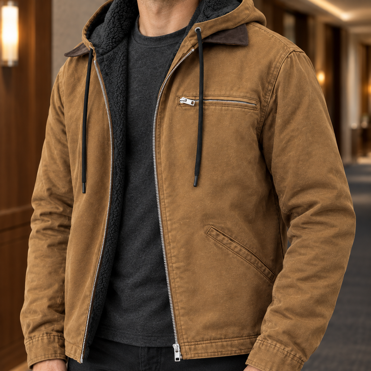 Lorcan Hooded Jacket - Lead Product Detail