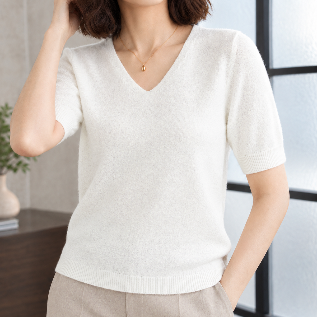 Joelle V-Neck Sweater - Lead Product Detail