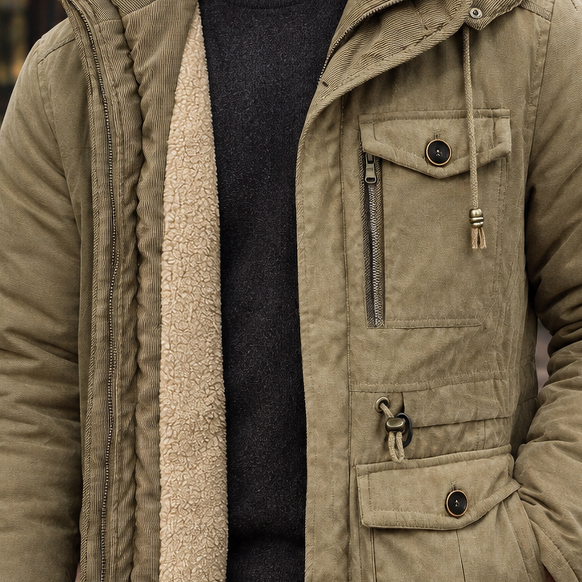 Nicodemus Hooded Utility Jacket - Lead Product Detail