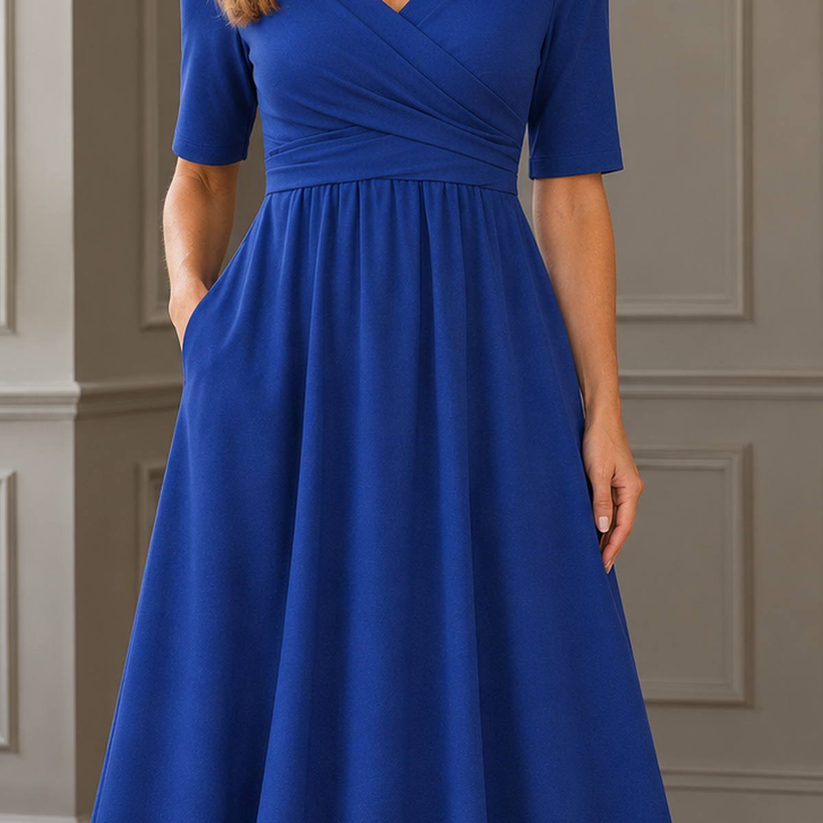 Heloise Wrap Midi Dress - Lead Product Detail