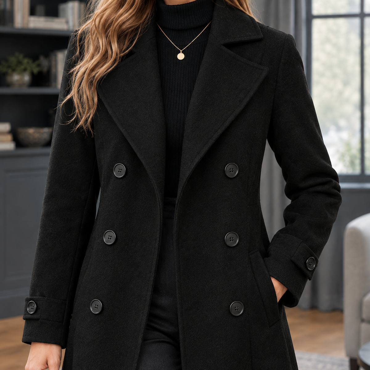 Severine Double Breasted Coat - Lead Product Detail