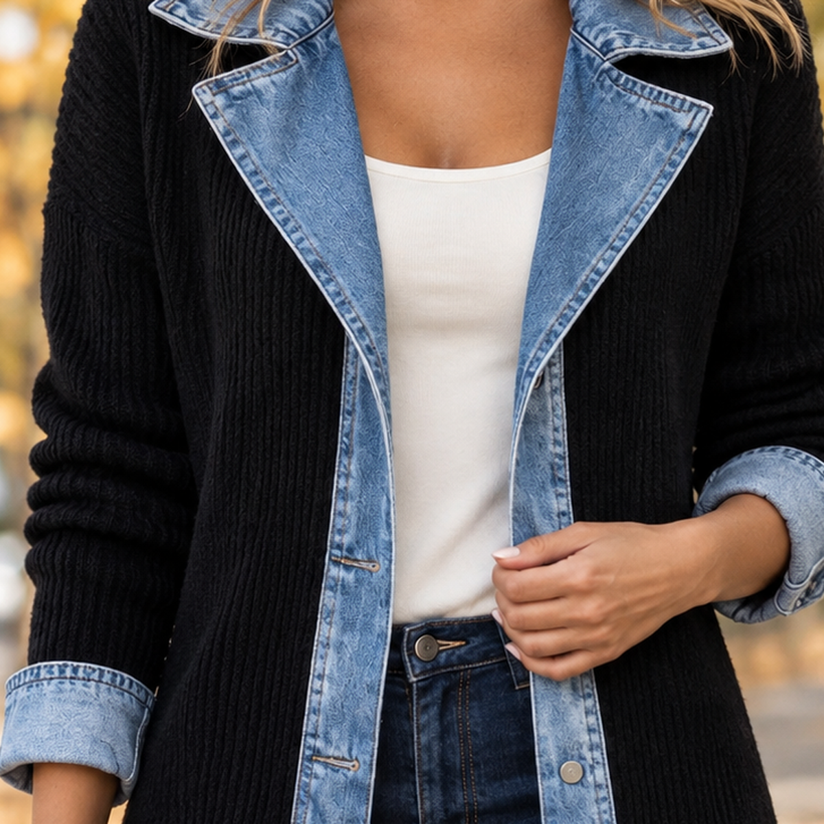 Jocasta Denim Trim Jacket - Lead Product Detail