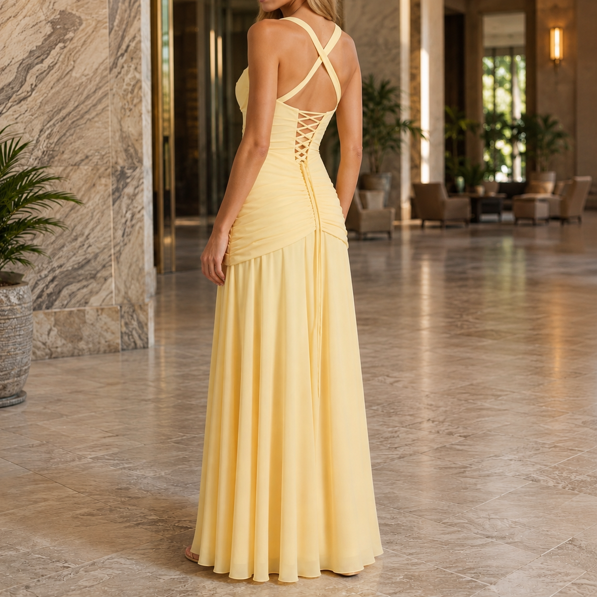 Emilia Ruched Maxi Dress - Lead Alternate View