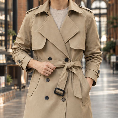Alaric Double-Breasted Overcoat - Lead Product Detail