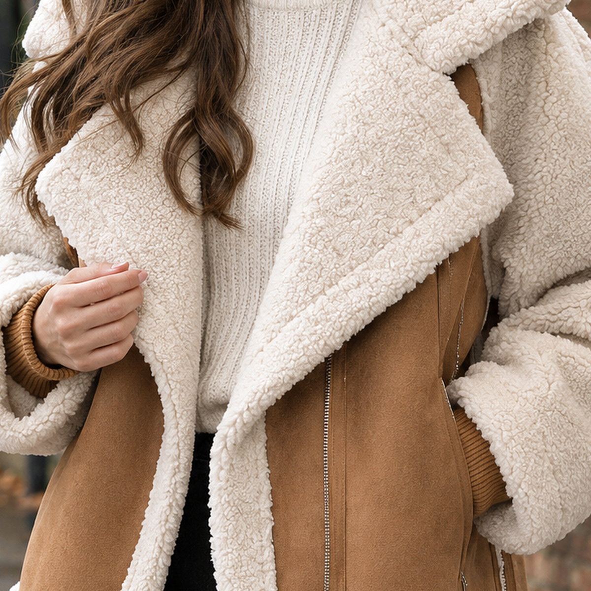 April-Belle Shearling Biker Jacket - Lead Product Detail