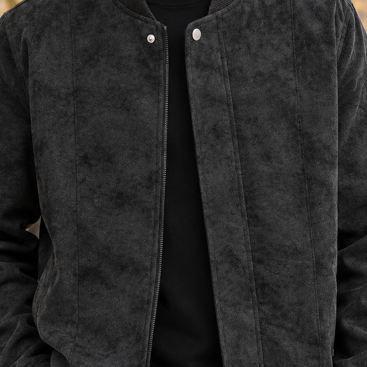 Boniface Suede Bomber Jacket - Lead Product Detail