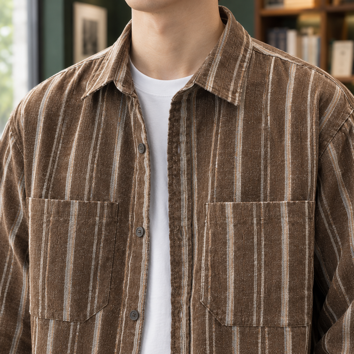 Calvin Striped Overshirt - Lead Product Detail