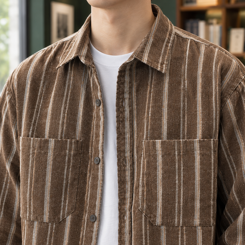 Calvin Striped Overshirt - Lead Product Detail