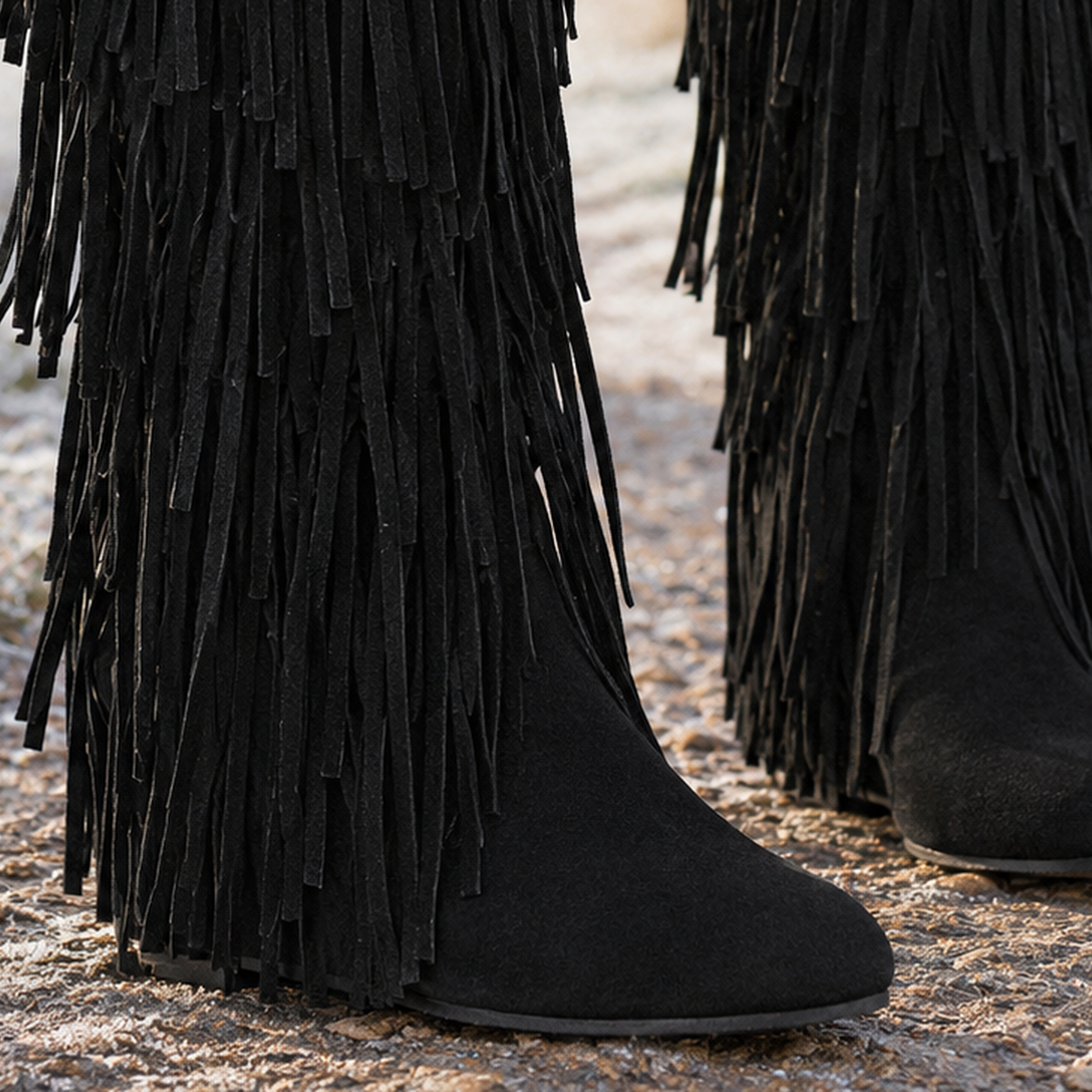 Olivetti Fringe Boots - Lead Product Detail