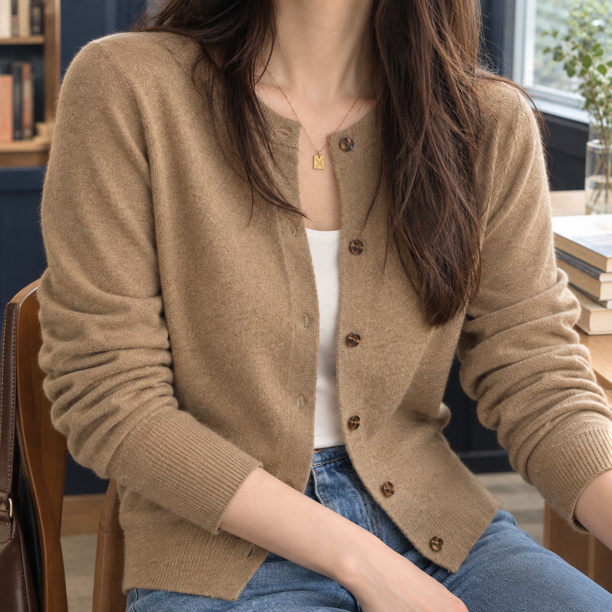 Amelia Crew Neck Cardigan - Lead Product Detail