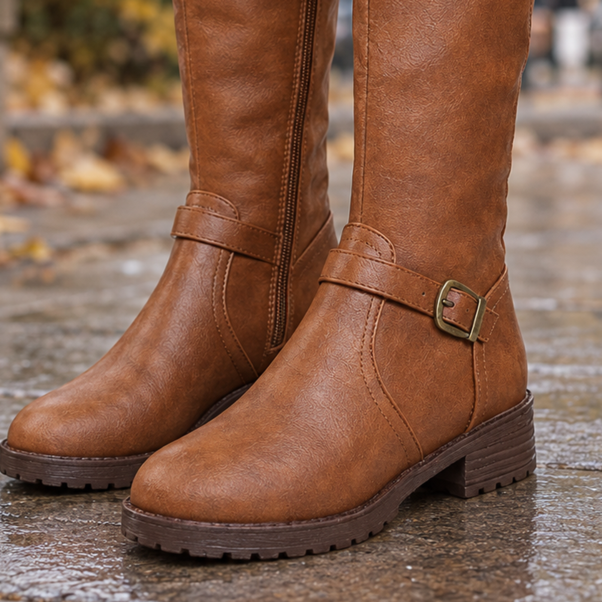Fidenza Buckle Riding Boots - Lead Product Detail
