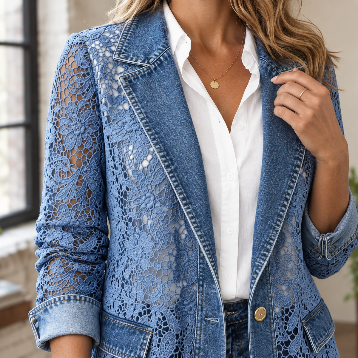 Esme Floral Lace Jacket - Lead Product Detail