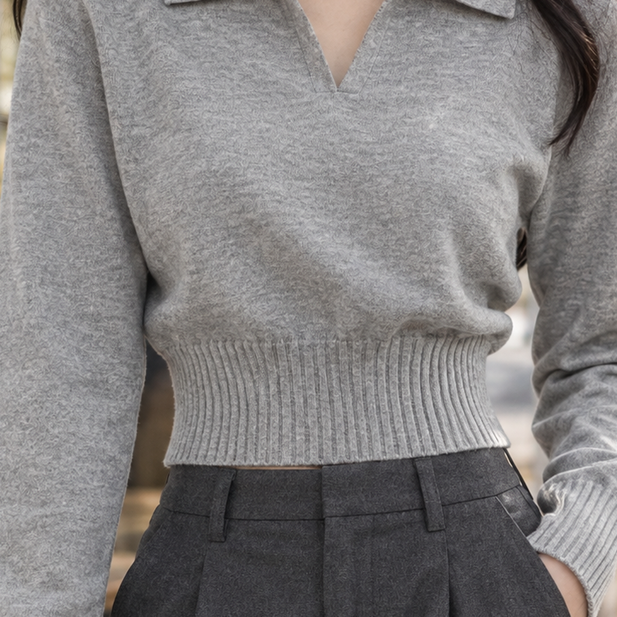 Tiphaine-Eve Polo Knit Top - Lead Product Detail