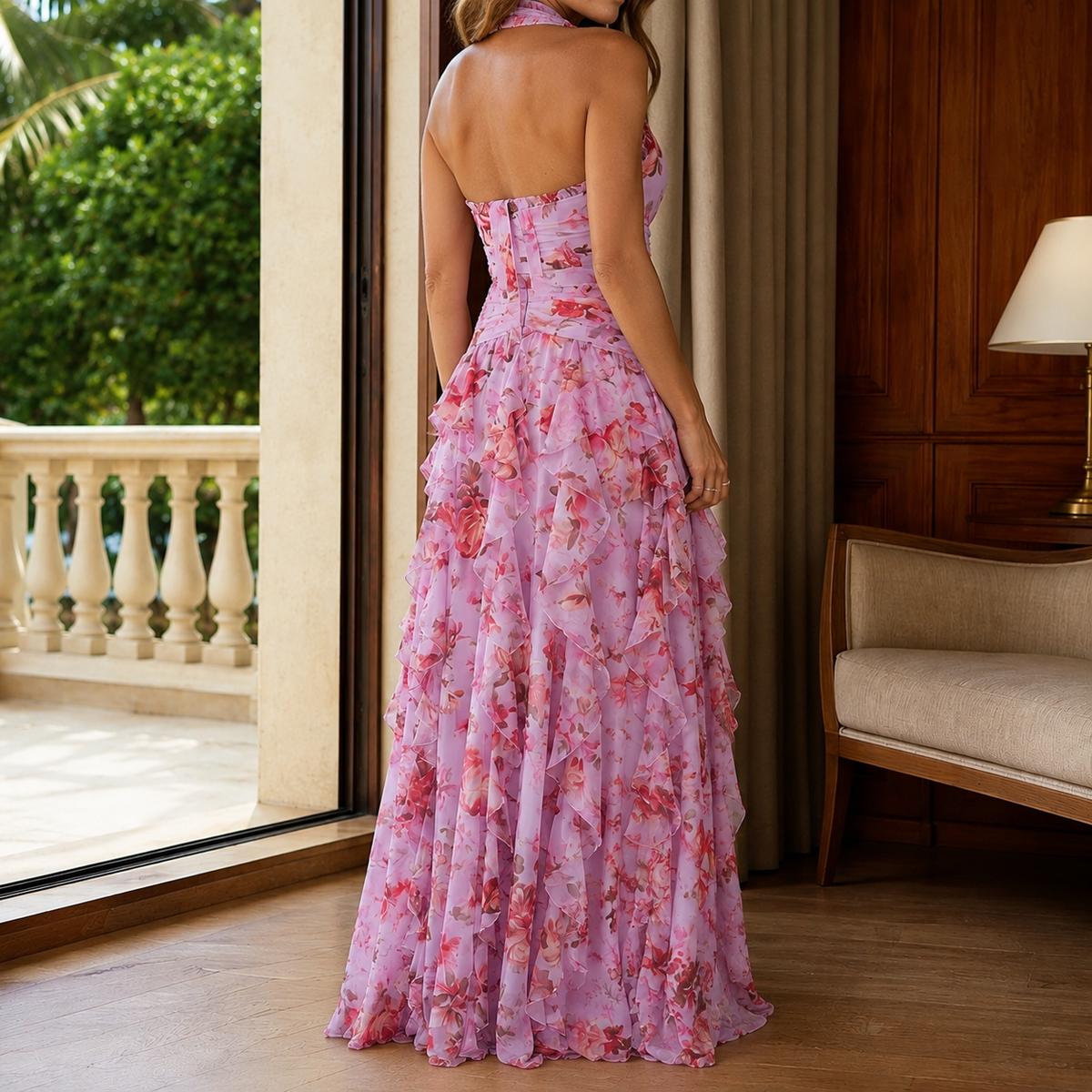 Serena Halter Maxi Dress - Lead Alternate View