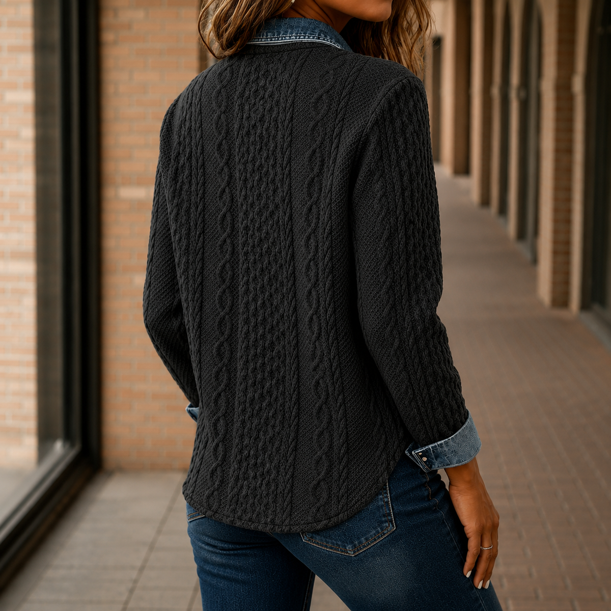Phoebe Denim Trim Shirt - Lead Alternate View