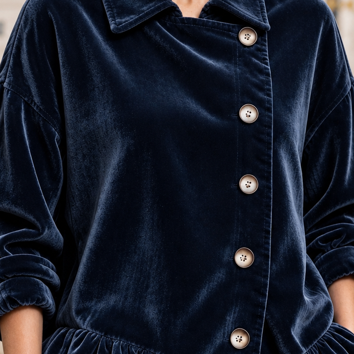 Calla-Elise Ruffle Hem Jacket - Lead Product Detail