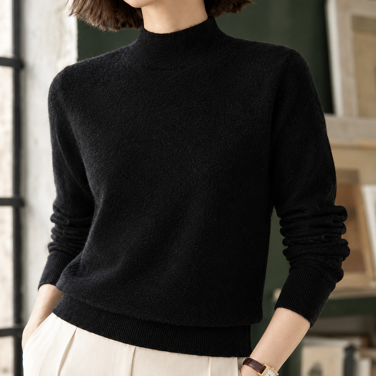 Belinda Mock Neck Sweater - Lead Product Detail
