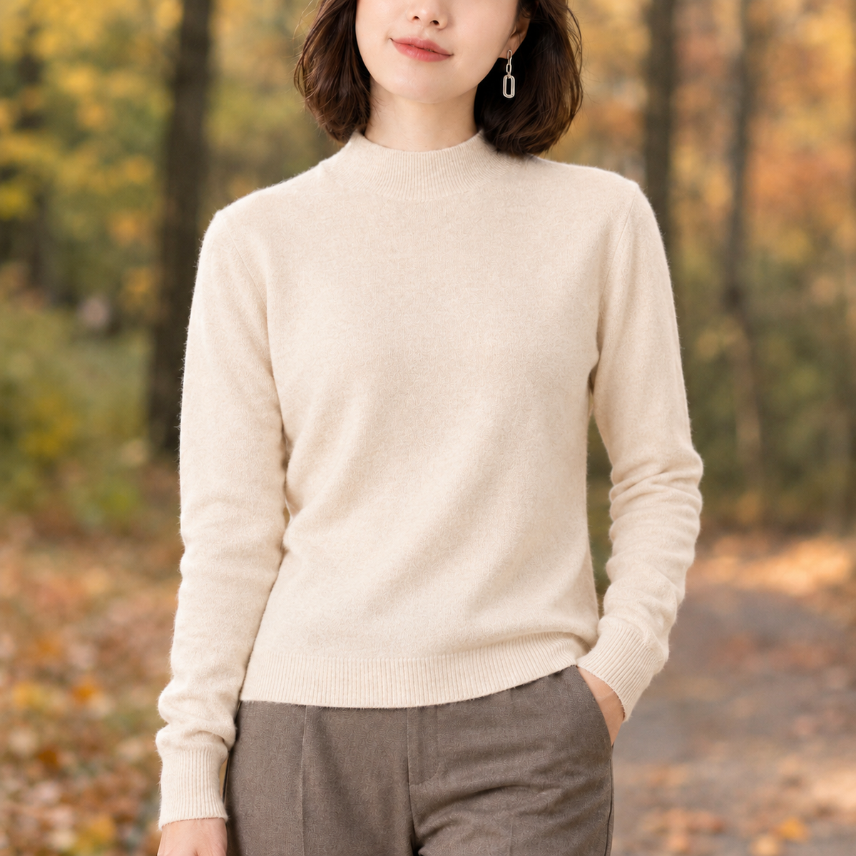 Pippa-Belle Mock Neck Sweater - Apricot