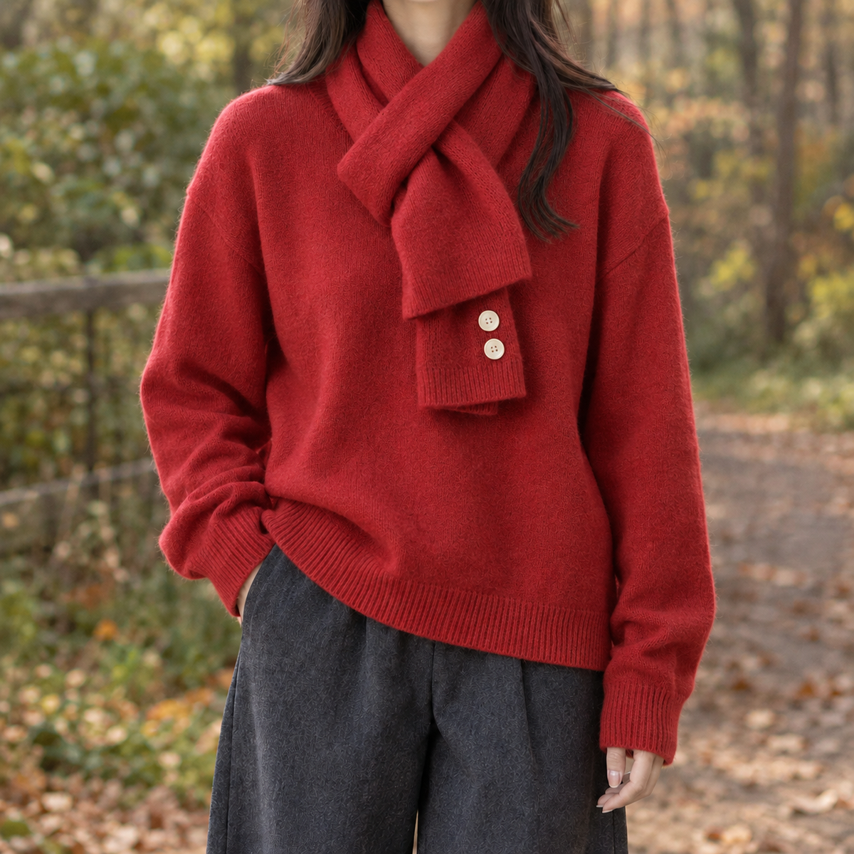 Blakeney Scarf Sweater - Red