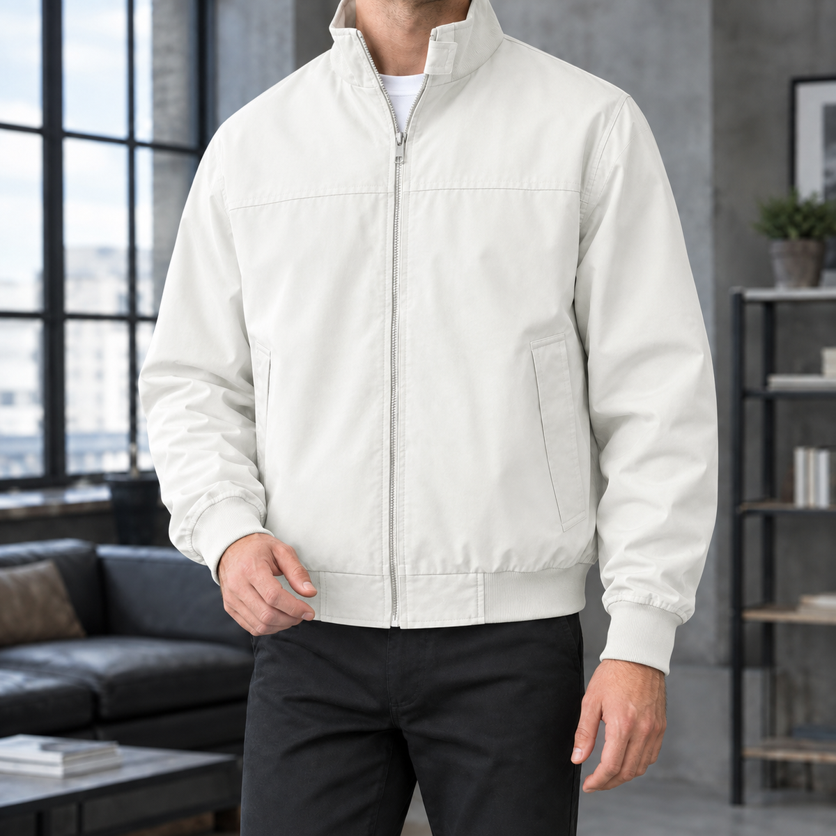 Connor Stand Collar Jacket - White