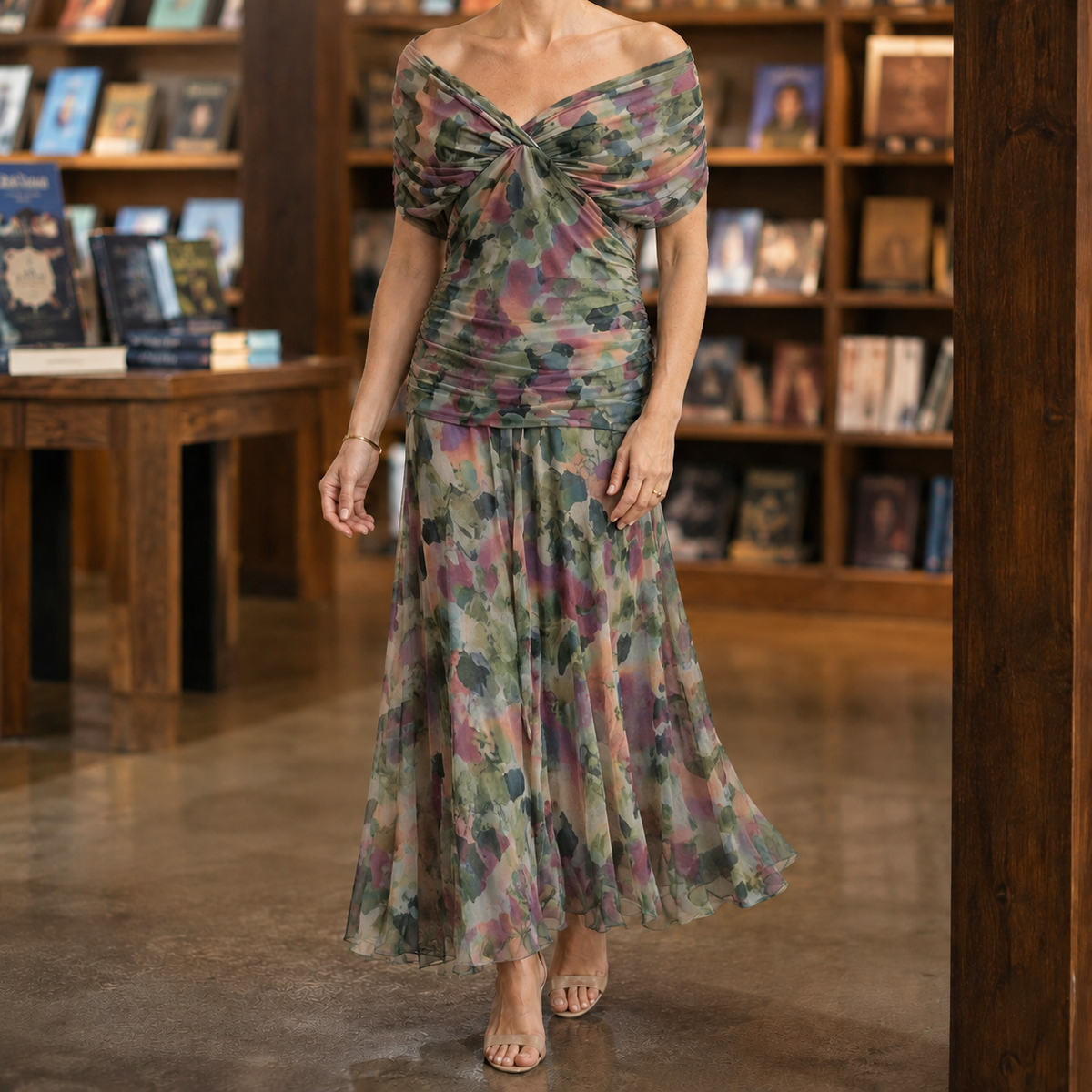 Eleanor Draped Maxi Dress - Green