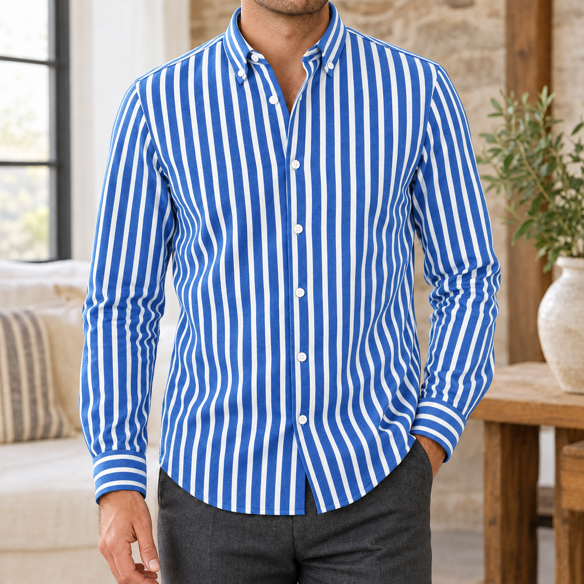 Evan Striped Shirt - Aqua