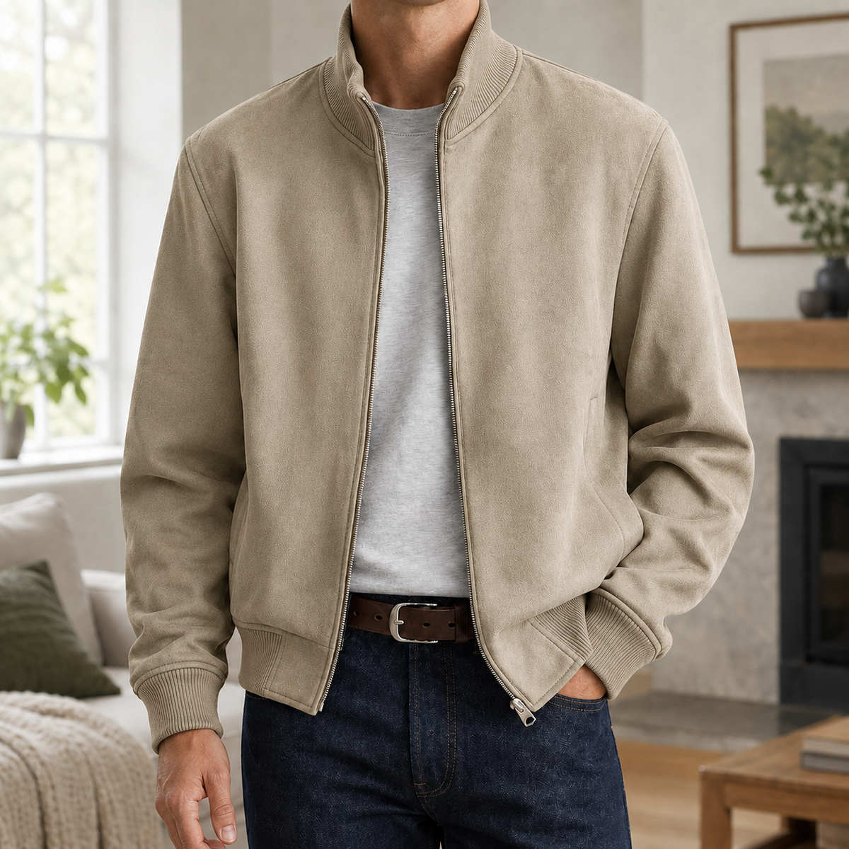 Erasmus Suede Jacket - Khaki
