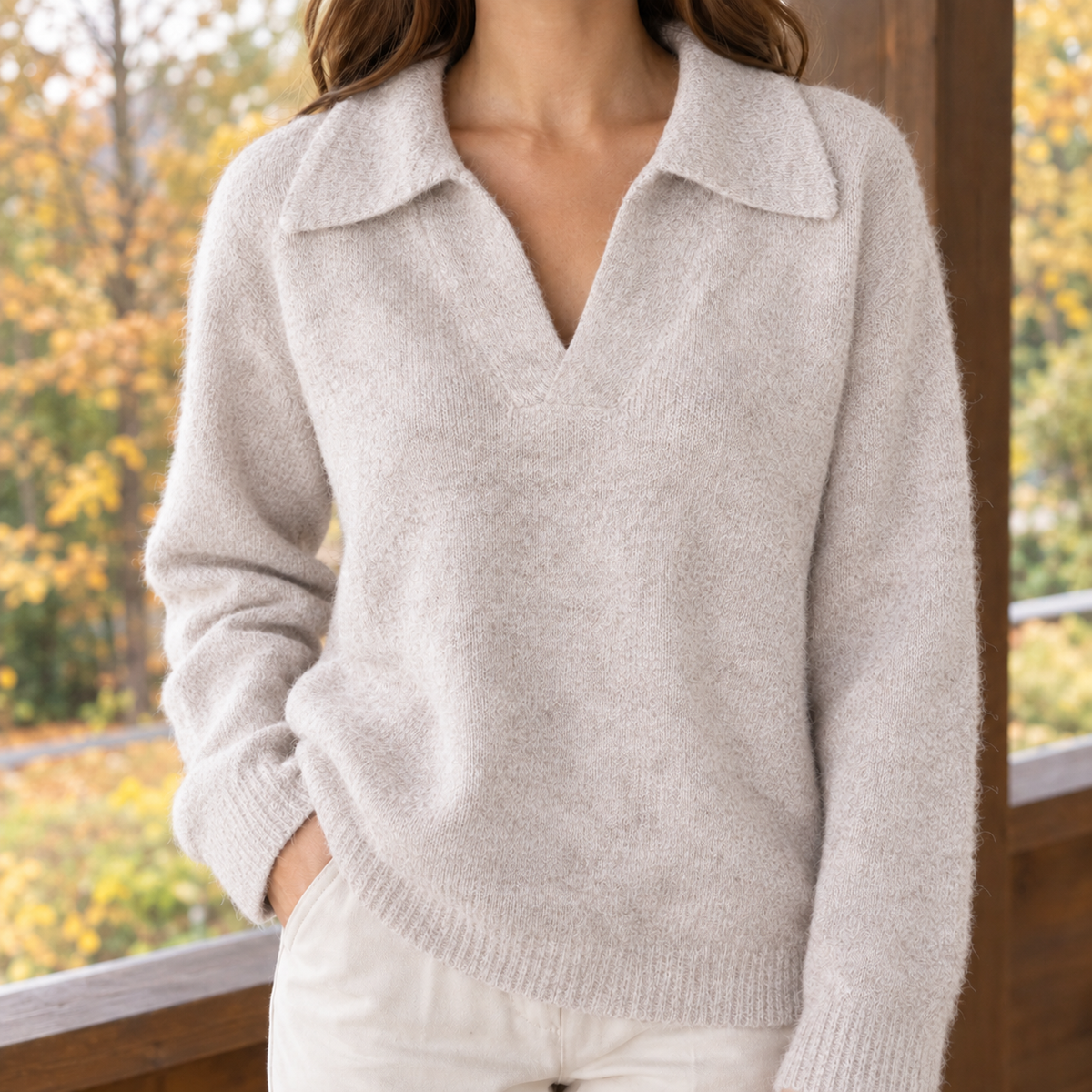 Lillian Polo Sweater - Apricot