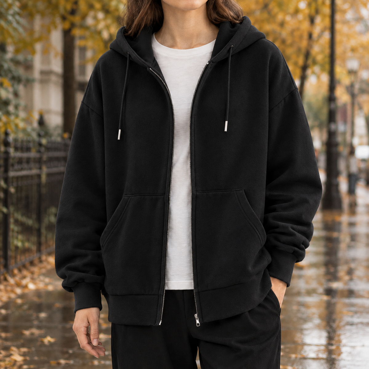 Abigail Zip Hoodie Jacket - Black
