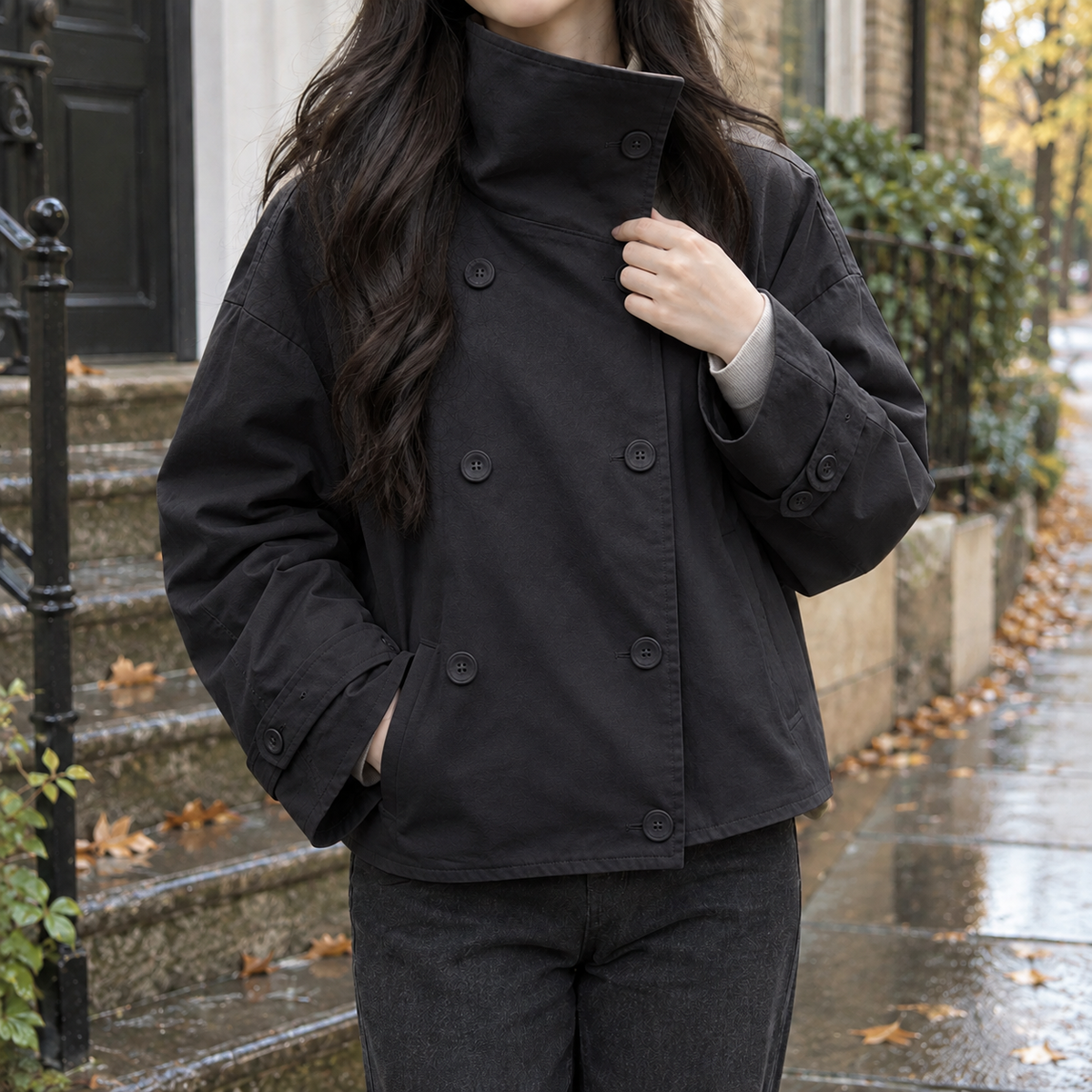 Esme-Grace Double Breasted Jacket - Black