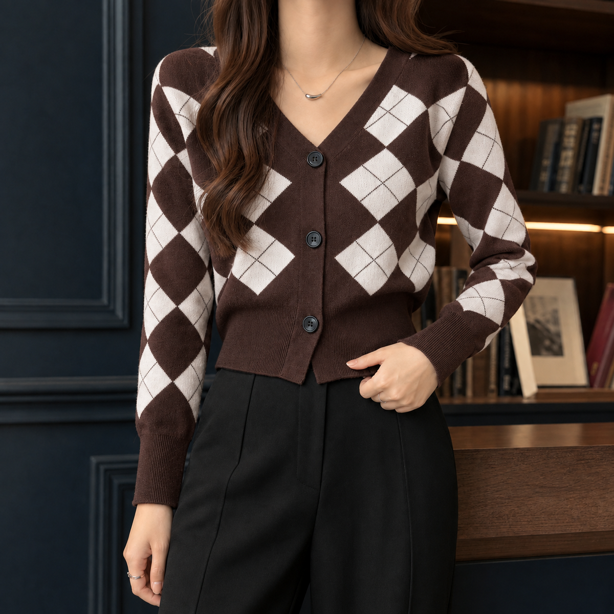 Victoria Cropped Cardigan - Brown