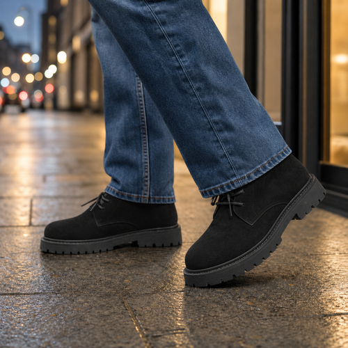 Borrelli Suede Derby Boots - Black